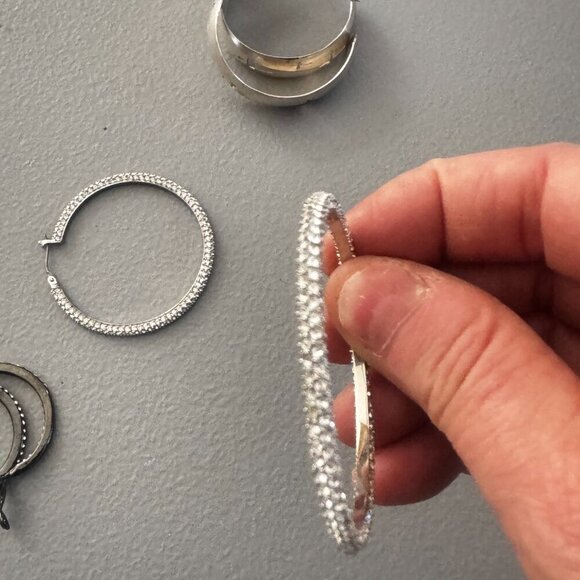 Lot of Silver Hoop earings great condition - Picture 6 of 9